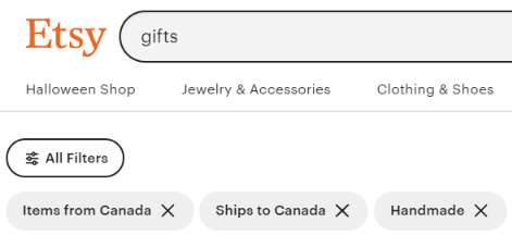 Etsy Made in Canada Search